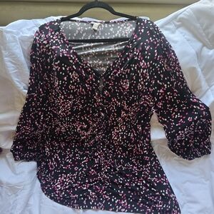 Cato Black and Pink Dot Blouse